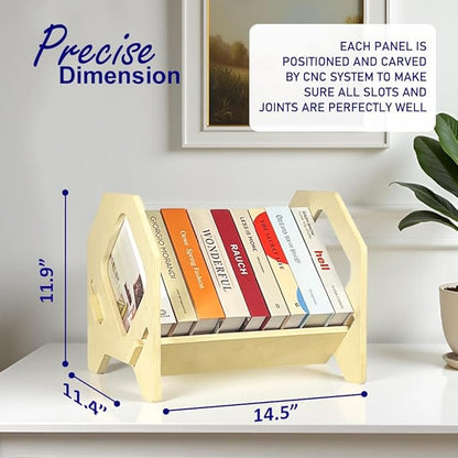 2 Pack Desktop Bookshelf, Stackable Book Organizer with Handle, Storage Rack for CD/Magazine/File Folder, Portable Small Bookshelf for Study, Living Room, Kid's Room, No Nails, Medium Size
