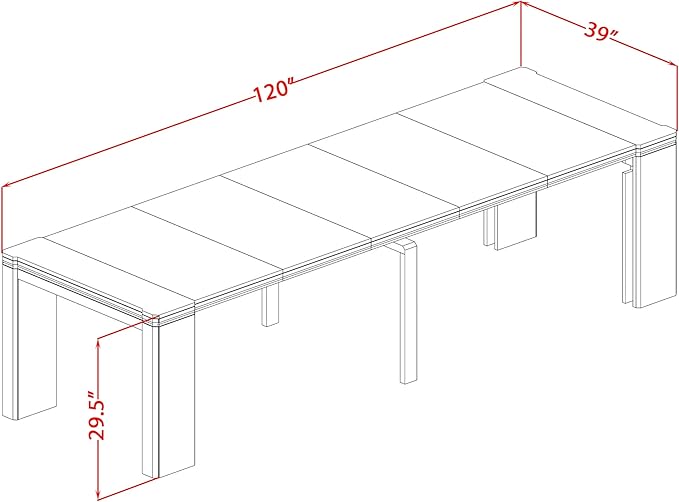 X07SI-BC8-04 - 10 Pieces Modern Dining Set contains an Extendable Rectangle Kitchen Table, 1 Coffee Table, 7 Dining Chairs and 1 Modern Bench, 39x120 Inch, Antique Walnut
