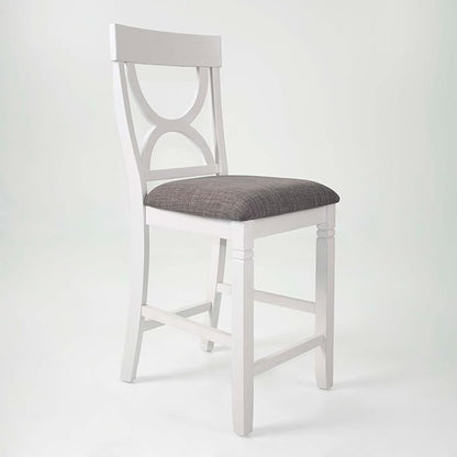 Poundex 5 Piece Counter Height Dining Set in White and Gray