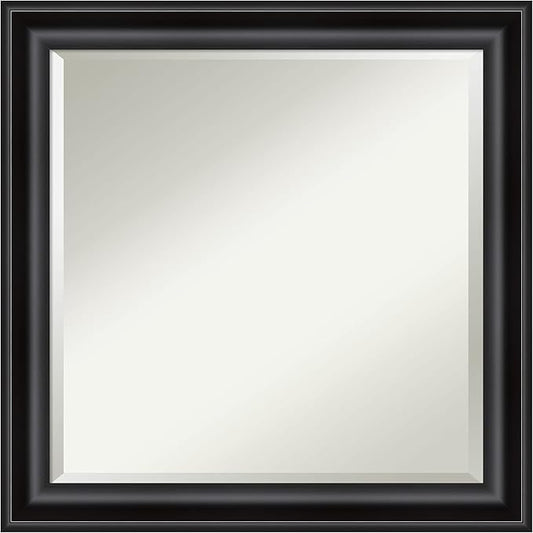 Amanti Art Black Bathroom Mirror for Over Sink, 24x24 Grand Black Narrow Square Vanity Mirror, Medium Casual Frame, Hangs Horizonally and Vertically, Bathroom Wall Decor, Beveled Edge