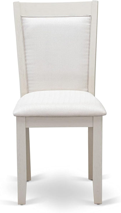 East West Furniture X027MZ001-7 7 Piece Modern Dining Table Set Consist of a Rectangle Wooden Table with X-Legs and 6 Cream Linen Fabric Parson Dining Chairs, 40x72 Inch, Multi-Color