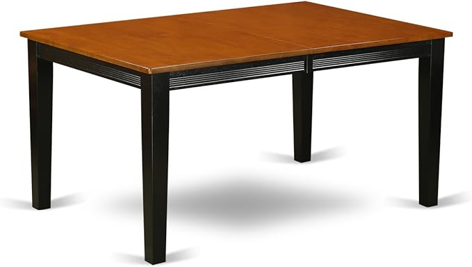 East West Furniture QUIN7-BLK-W 7 Piece Kitchen Table & Chairs Set Consist of a Rectangle Dining Room Table with Butterfly Leaf and 6 Dining Chairs, 40x78 Inch, Black & Cherry