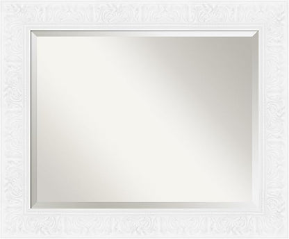 Amanti Art White Bathroom Mirror for Over Sink, 29x35 Luxe White Rectangle Vanity Mirror, Large Traditional Frame, Hangs Horizonally and Vertically, Bathroom Wall Decor, Beveled Edge