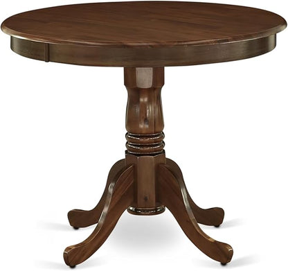 East West Furniture ANAS3-AWA-08 3 Piece Kitchen Dining Table Set contain A Modern Table and 2 Mist Beige Polyester Fabric Upholstered Dining Chairs, Antique Walnut