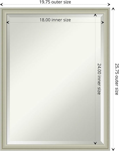 Amanti Art Silver Bathroom Mirror for Over Sink, 26x20 Florence Silver Rectangle Vanity Mirror, Medium Casual Frame, Hangs Horizonally and Vertically, Bathroom Wall Decor, Beveled Edge from WI, USA