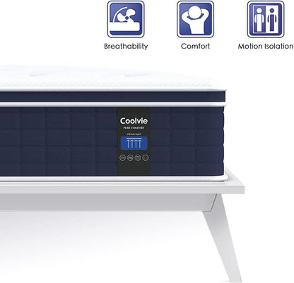 Coolvie California King Mattress in a box, Medium Firm 12 Inch Hybrid Cal King Mattress with Pocket Spring, Pressure Relief, Cooling, Personalized Support for Heavy People, CertiPUR-US® Certified Foam