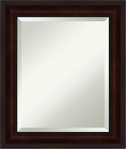Amanti Art Brown Bathroom Mirror for Over Sink, 25x21 Coffee Bean Brown Rectangle Vanity Mirror, Small Casual Frame, Hangs Horizonally and Vertically, Bathroom Wall Decor, Beveled Edge from WI, USA