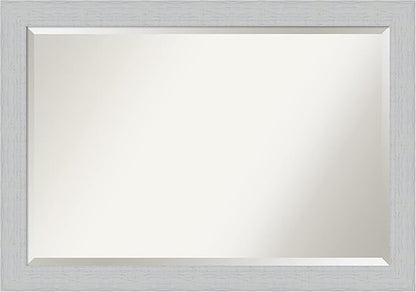 Amanti Art White Bathroom Mirror for Over Sink, 28x40 Shiplap White Rectangle Vanity Mirror, Large Coastal Wood Frame, Hangs Horizonally and Vertically, Bathroom Wall Decor, Beveled Edge from WI, USA