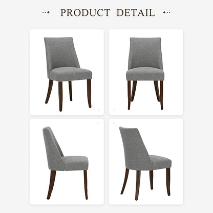 COLAMY Upholstered Dining Chairs Set of 2, Mid Century Modern Kitchen Chairs with Back, Farmhouse Fabric Side Dining Room Chairs with Wood Legs for Dining Room Restaurant, Light Grey