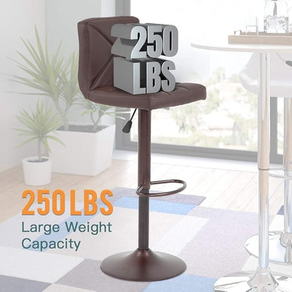 BestOffice Bar Stools Set of 2, PU Leather Swivel Bar Stools Kitchen Counter Height Bar Chairs with Hydraulic Adjustable for Kitchen, Dining Room and Restaurants