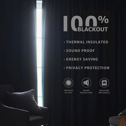 Joydeco Custom 100% Blackout Long Drapes for Bedroom Living Room Blackout Darkening Curtain Thermal Insulated Back tab Rod Pocket 1 Panel(Sage Green,Custom Size)