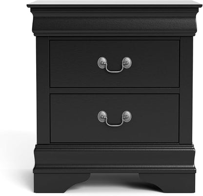 Furniture of America Arabella Traditional Solid Wood Nightstands Set of 2, Bedside Table with Drawers and Antique Nickle Handles, No Assembly Wooden Night Stands for Bedrooms, Guest Room, Dorm, Black