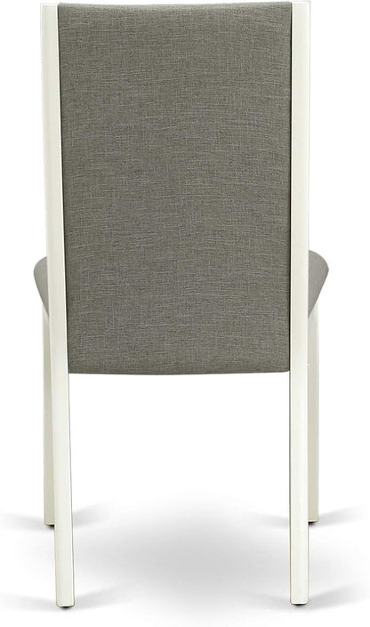 East West Furniture MZLA3-LWH-06 3 Piece Kitchen Table & Chairs Set Contains a Rectangle Dining Table with Dropleaf and 2 Shitake Linen Fabric Upholstered Chairs, 36x54 Inch, Linen White