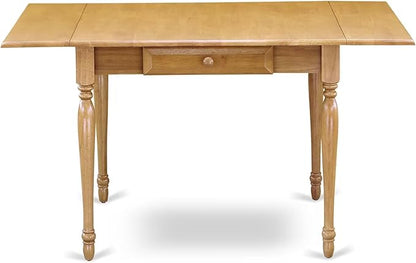 East West Furniture MZAN3-OAK-W 3 Piece Dining Table Set for Small Spaces Contains a Rectangle Dining Room Table with Dropleaf and 2 Wood Seat Chairs, 36x54 Inch, Oak