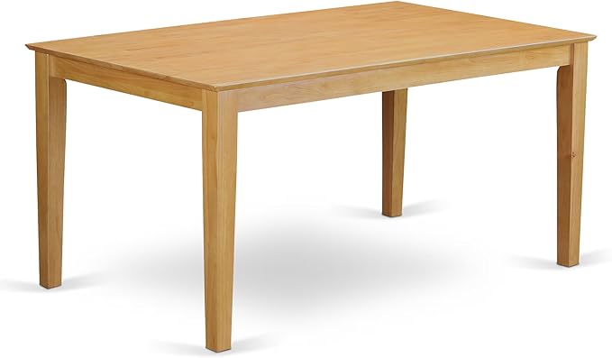 East West Furniture CAAB7-OAK-04 7 Piece Modern Dining Table Set Consist of a Rectangle Wooden Table and 6 Light Tan Linen Fabric Upholstered Chairs, 36x60 Inch, Oak