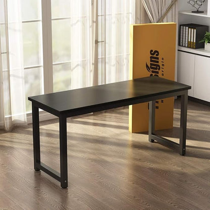 Tribesigns Modern Computer Desk, 63 inch Large Office Desk Computer Table Study Writing Desk Workstation for Home Office, Black Metal Frame