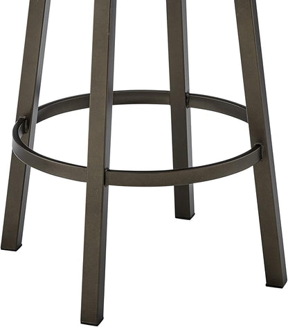 Armen Living Dalza Swivel Counter or Bar Stool in Mocha Finish with Brown Faux Leather