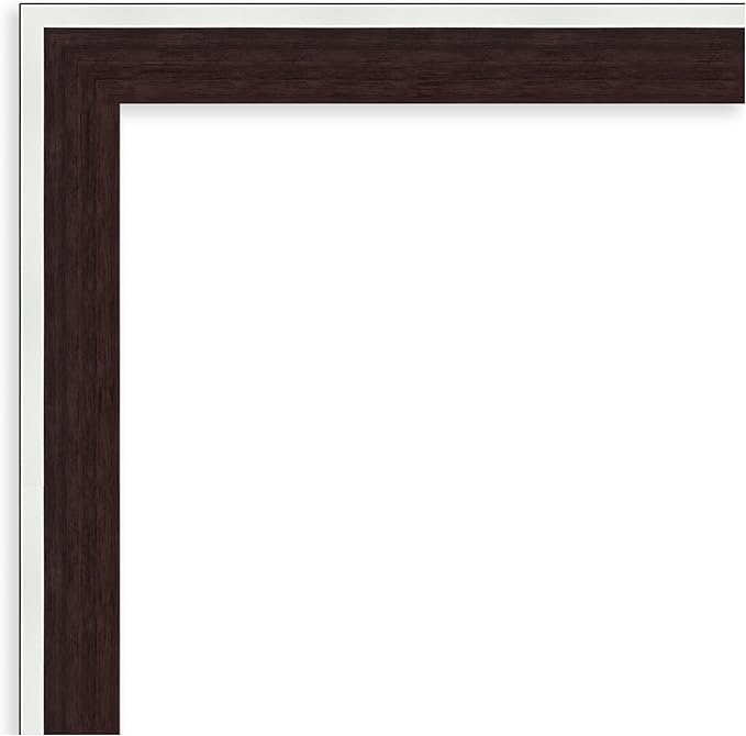 Amanti Art Wall Mirror 23x19 Maya Espresso Silver Rectangle Bathroom Mirror for Wall Decor Living Room, Small Modern Contemporary Frame, Hangs Horizonally and Vertically, Bathroom Decor, Beveled Edge