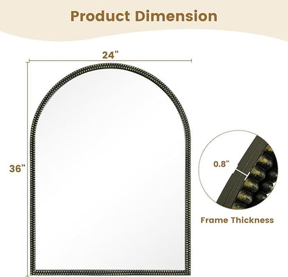 WallBeyond Black Vintage Mirror for Vanity 24x32 Inch, Gold Antique Mirror with Ornate Beaded Frame for Bathroom, Living Room, Fireplace, Entryway