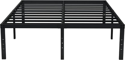 EMODA Queen Bed Frame No Box Spring Needed 18 Inch Heavy Duty Metal Tall Platform Bed Frame Queen Size with Large Storage Space, Easy Assembly, Black