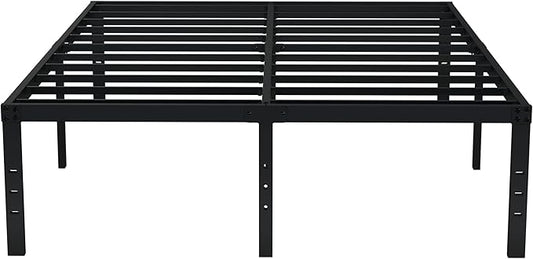EMODA 18 Inch California King Bed Frames Heavy Duty Tall Metal Cal King Platform with Large Storage Space, No Box Spring Needed, Noise Free, Black