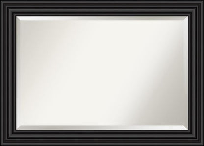 Amanti Art Black Bathroom Mirror for Over Sink, 30x42 Colonial Black Rectangle Vanity Mirror, Large Traditional Frame, Hangs Horizonally and Vertically, Bathroom Wall Decor, Beveled Edge