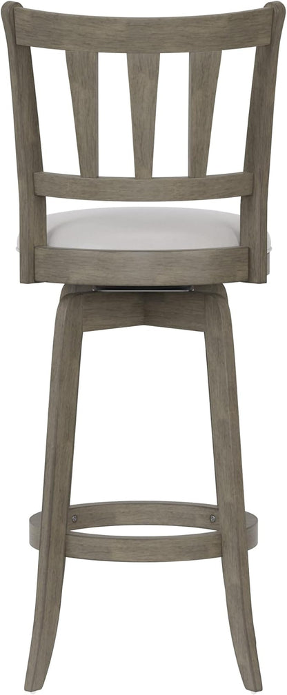 Hillsdale, Presque Isle Wood Bar Height Swivel Stool, 19"D x 17.5"W x 43.5"H, Aged Gray