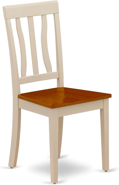 East West Furniture DLAN3-BMK-W 3 Piece Dinette Set for Small Spaces Contains a Round Dining Table with Dropleaf and 2 Kitchen Dining Chairs, 42x42 Inch, Buttermilk & Cherry