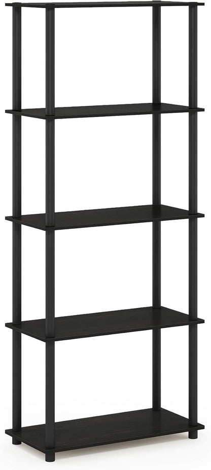 Furinno Turn-N-Tube 5-Tier Multipurpose Shelf / Display Rack / Storage Shelf / Bookshelf, Round Tubes, Espresso/Black