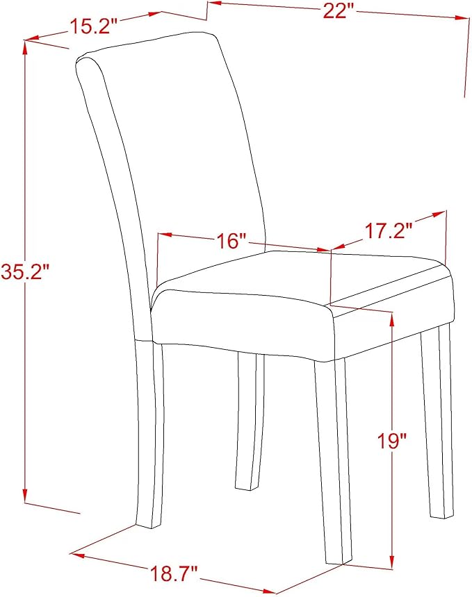 East West Furniture V077AB264-5 5 Piece Dinette Set for 4 Includes a Rectangle Dining Table with V-Legs and 4 White Faux Leather Parson Dining Room Chairs, 40x72 Inch, Multi-Color