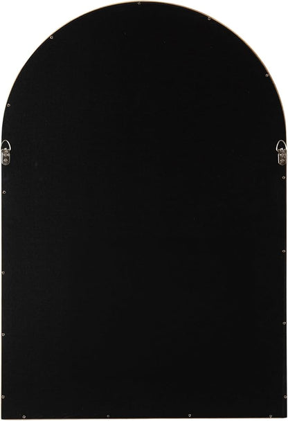 Kate and Laurel Hutton Modern Wood Arched Mirror; 24 x 36; Natural Wood; Decorative Transitional Large Arch Mirror with Deep Profile for Use as Bathroom Mirror for Over Sink