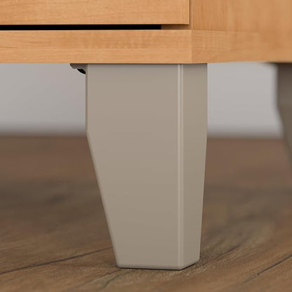 Bush Furniture Somerset 3 Position Sit to Stand L Shaped Desk with Hutch in Maple Cross Ergonomic Height Adjustable Standing Computer/Laptop Table for Home Office