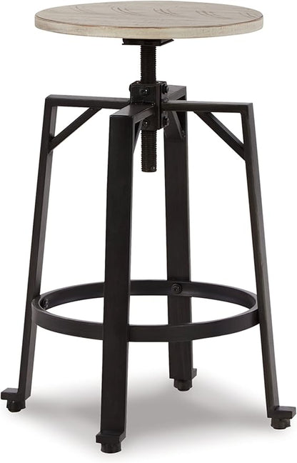Signature Design by Ashley Karisslyn Urban Industrial Counter Height Barstool, 2 Count, Whitewash & Black