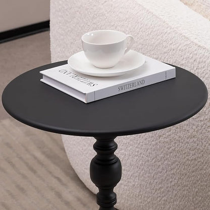Drink Table for Small Spaces, Martini Table Cocktail Tables Drink Stand, Modern Small Side Pedestal Table, Accent End Metal Round Coffee Table for Living Room, Bedroom, Patio, Bar, Black