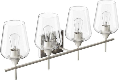 VONLUCE Bathroom Vanity Light, 4 Light Bathroom Light Fixture Over Mirror, Bathroom Wall Lamp with Clear Glass, Modern Brushed Nickel Vanity Lighting fixtures for Bathroom, Bedroom, Hallway