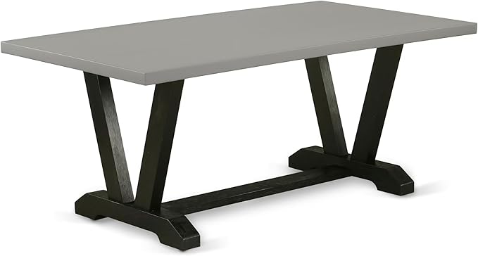 East West Furniture V697MZ606-7 7 Piece Dining Room Furniture Set Consist of a Rectangle Dining Table with V-Legs and 6 Shitake Linen Fabric Upholstered Chairs, 40x72 Inch, Multi-Color