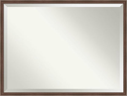 Amanti Art Brown Wall Mirror 32x42 Florence Medium Brown Rectangle Bathroom Mirror for Wall Decor Living Room, X-Large Casual Frame, Hangs Horizonally and Vertically, Bathroom Decor, Beveled Edge