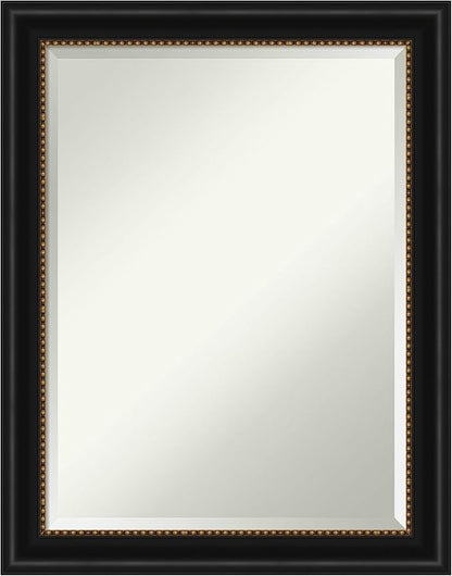 Amanti Art Black Bathroom Mirror for Over Sink, 28x22 Manhattan Black Rectangle Vanity Mirror, Medium Traditional Frame, Hangs Horizonally and Vertically, Bathroom Wall Decor, Beveled Edge