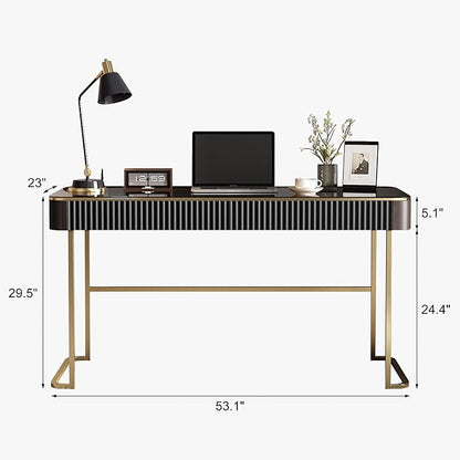 Lartis Makeup Vanity no Mirror with Built-in Outlet Home Office Desk Computer Desk for Makeup Working Studying Intelligent Socket with USB Port