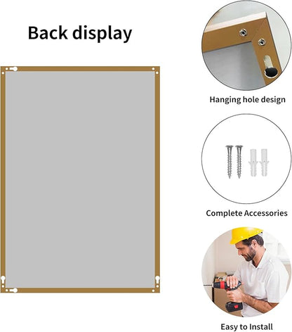 Golden Bathroom Mirror for Wall, Rectangle Mirrors with Metal Frame, Modern Vanity Wall Mirror Decor for Entryway Hangs, Bathroom Living Room Horizontal or Vertical(Golden, 30" L x 24" W)