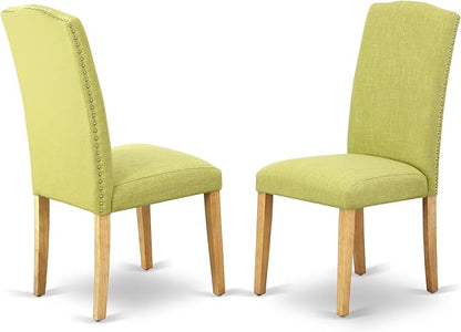 East West Furniture CAEN7-OAK-07 7 Piece Dining Table Set Consist of a Rectangle Kitchen Table and 6 Limelight Linen Fabric Parson Dining Chairs, 36x60 Inch, Oak