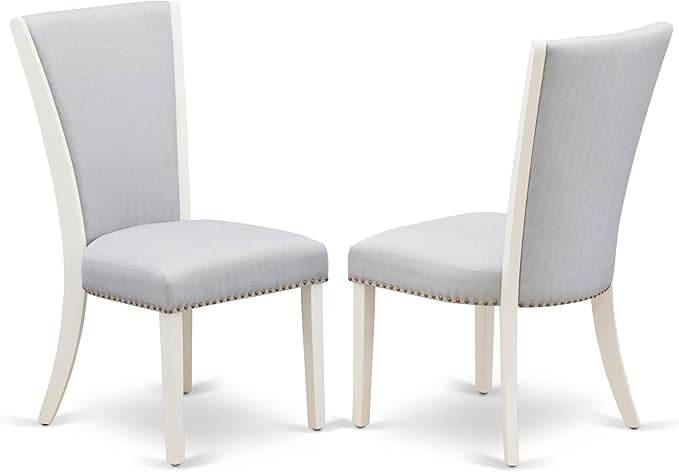 East West Furniture V097VE005-5 5 Piece Kitchen Table Set for 4 Includes a Rectangle Dining Room Table with V-Legs and 4 Grey Linen Fabric Parsons Dining Chairs, 40x72 Inch, Multi-Color