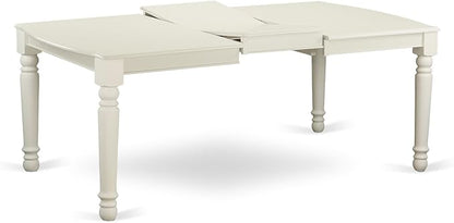 East West Furniture DOVE7-LWH-15 7 Piece Dinette Set Consist of a Rectangle Dining Room Table with Butterfly Leaf and 6 Baby Blue Linen Fabric Parson Dining Chairs, 42x78 Inch, Linen White