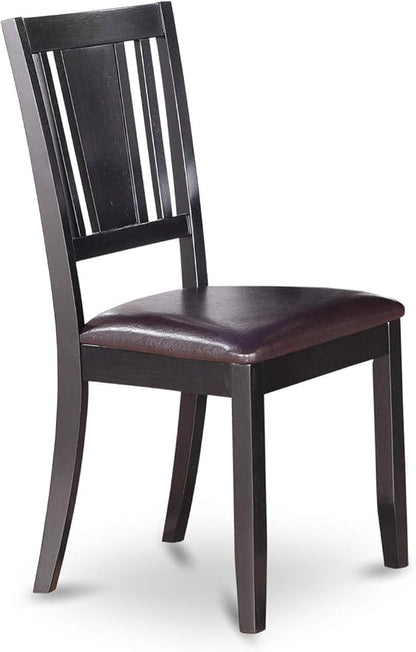 East West Furniture LGDU7-BLK-LC 7 Piece Modern Dining Table Set Consist of a Rectangle Wooden Table with Butterfly Leaf and 6 Faux Leather Dining Room Chairs, 42x84 Inch, Black
