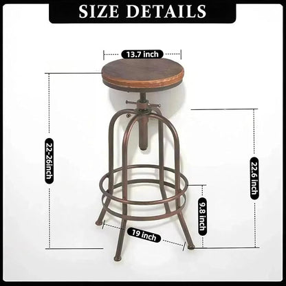 Set of 2 Industrial Bar Stool-Retro 26-32.3inch Swivel Stools-Extra Tall Kitchen Chair-Bar Counter Height Adjustable-Fully Welded (Copper 2PCS)