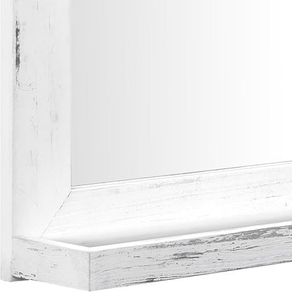 QDSSDECO 16"×20" Wall Mirror with Shelf Farmhouse Decor Rectangular Mirror Hanging for Bathroom, Vanity, Bedroom, Entryway, Living Room,White with Hemp Rope