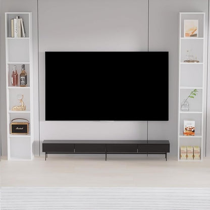Tall Narrow Bookshelf 6-Tier Bookcase,70.5" Skinny Thin Corner Shelf Slim Storage Cabinet,Wood DVD CD Media Cube Organizer Tower Rack for Small Spaces, Bedroom, Living Room, Office,White