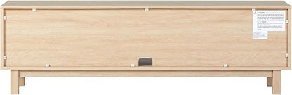 Walker Edison Tage Modern Pull-Open Door Low Stand for TVs up to 65 Inches, 58 Inch, Coastal Oak
