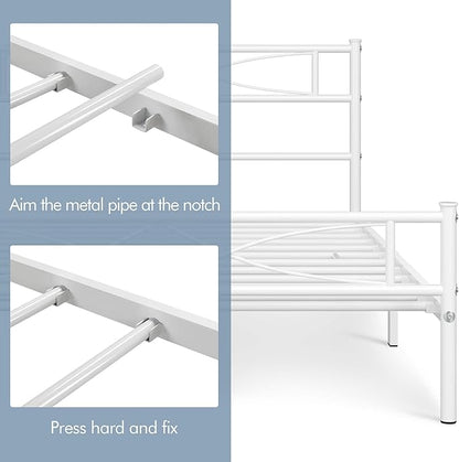 Yaheetech Metal Full Size Bed Frame, Platform Bed Frame, Mattress Foundation with Curved Design Headboard & Footboard, NO Box Spring Needed, Heavy-Duty Support, Easy Assembly, Full, White