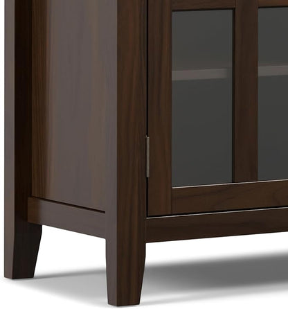 SIMPLIHOME Artisan SOLID WOOD 53 inch Wide Transitional TV Media Stand in Tobacco Brown For TVs up to 60 inches for the Living Room and Entertainment Center